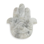 White dirty marble Hamsa hand pendant on a white background