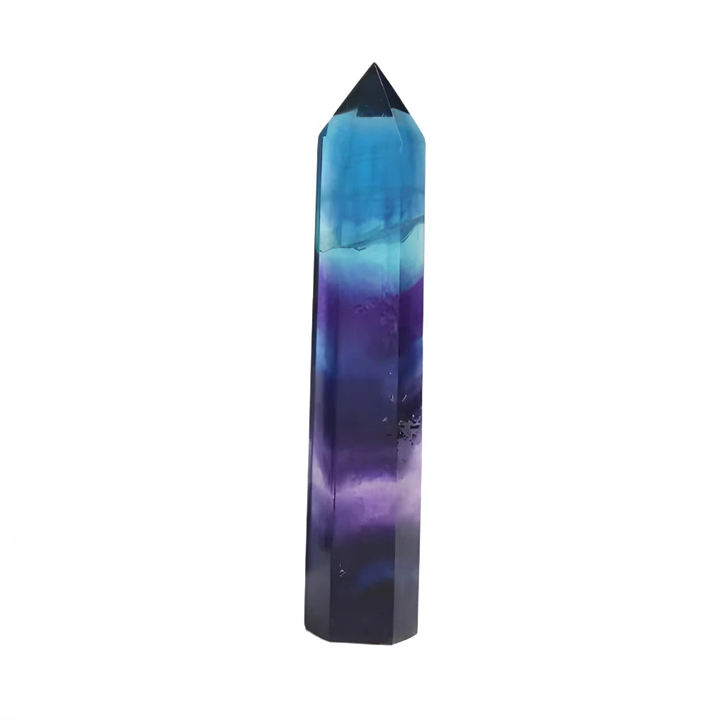 Blue, Purple crystal tower on a white background