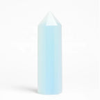 Opalite crystal tower on a white background