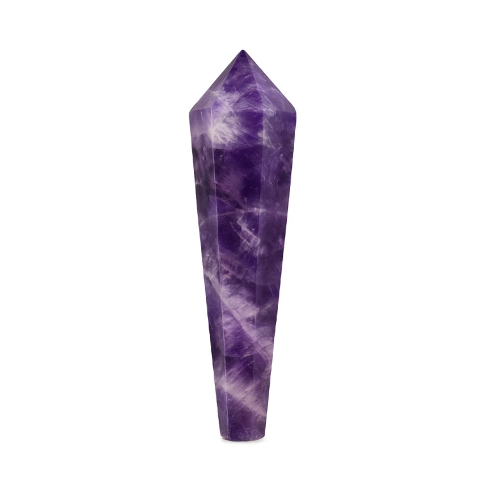 Purple crystal tower on a white background