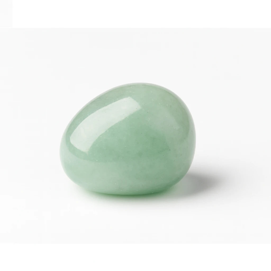 Green jade stone eggshape on a white background