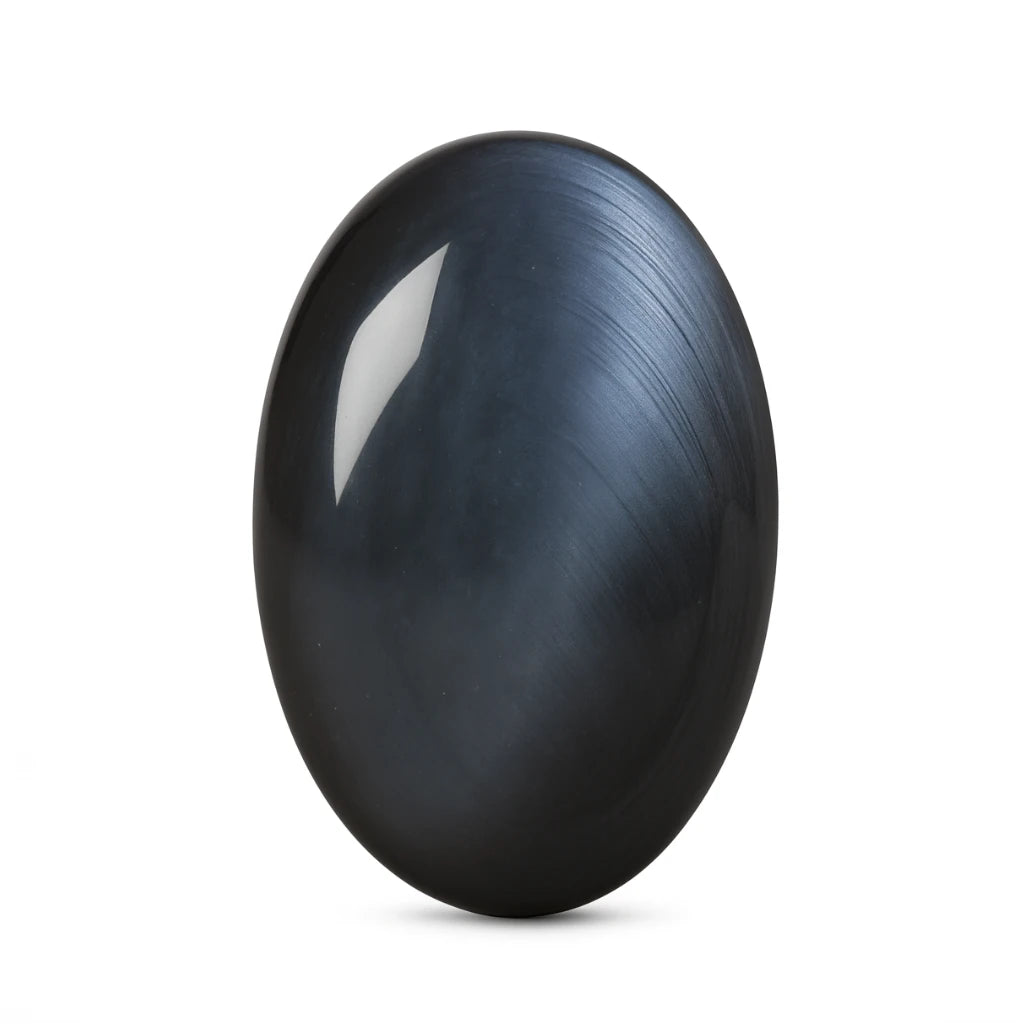 Black oval stone on a white background