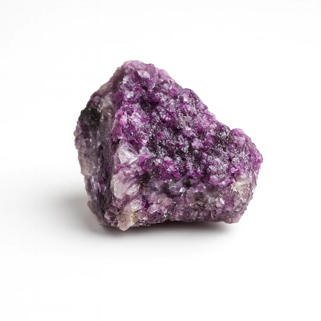 Purple crystal rock on a white background