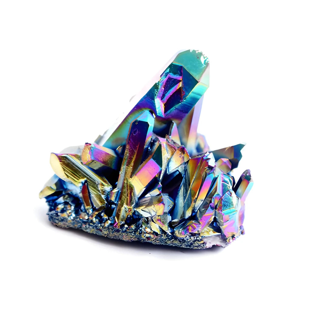 Multicolored crystal on a white background