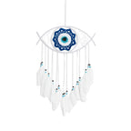 White wind chime with blue geometric design on a white background
