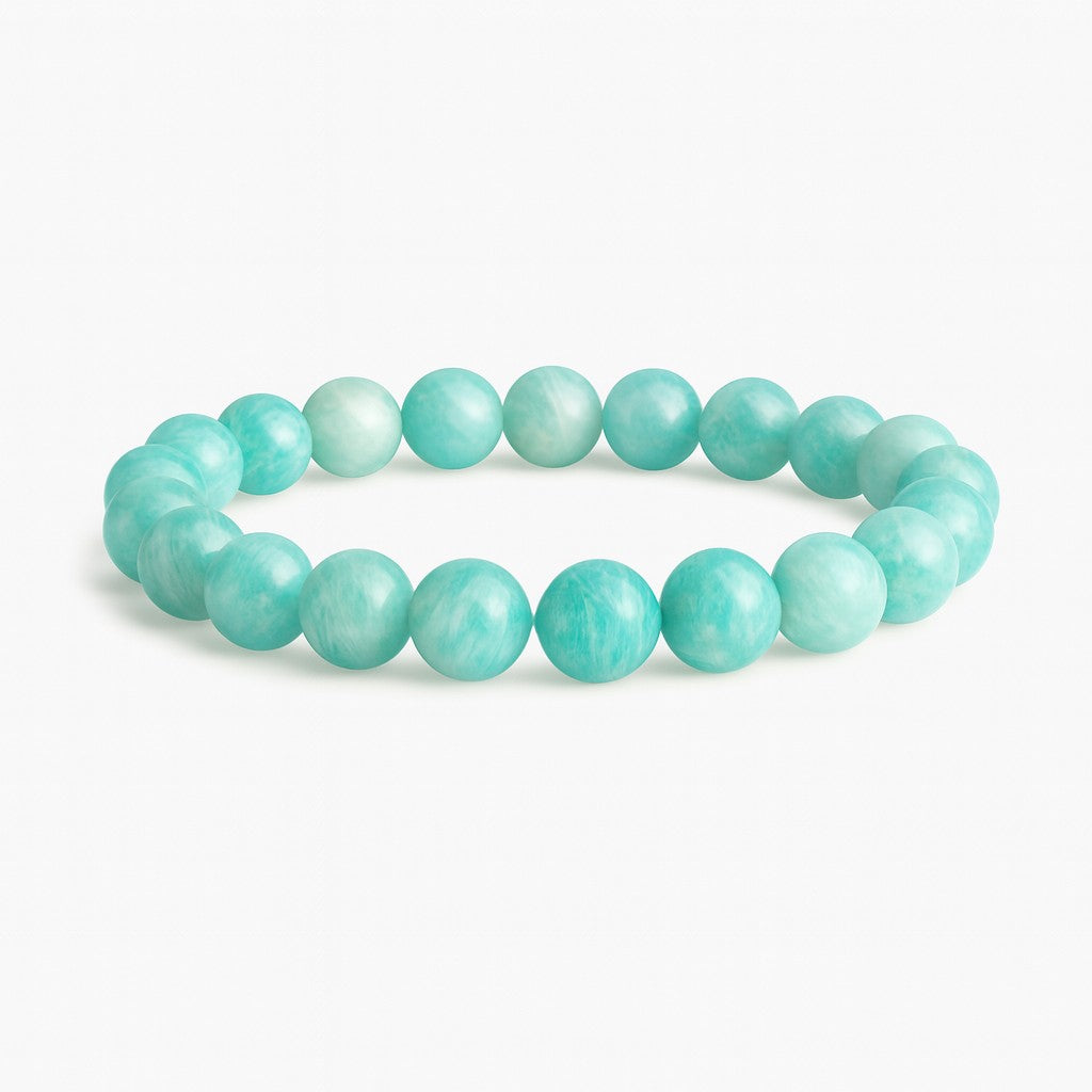 Turquoise beaded bracelet on a white background