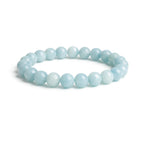 Light blue beaded bracelet on a white background
