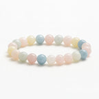 Pastel-colored beaded bracelet on a white background
