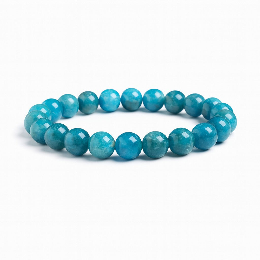 Turquoise beaded bracelet on a white background